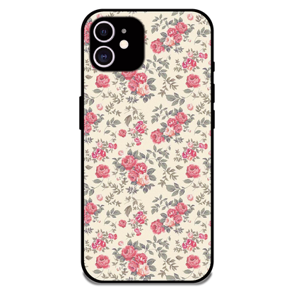 Vintage Rose Meadow - Glossy Metal Silicone Case For Apple iPhone 12