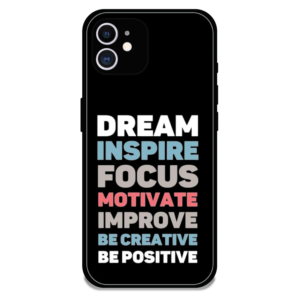 Dream Inspire Focus Typography - Glossy Metal Silicone Case For Apple iPhone 12