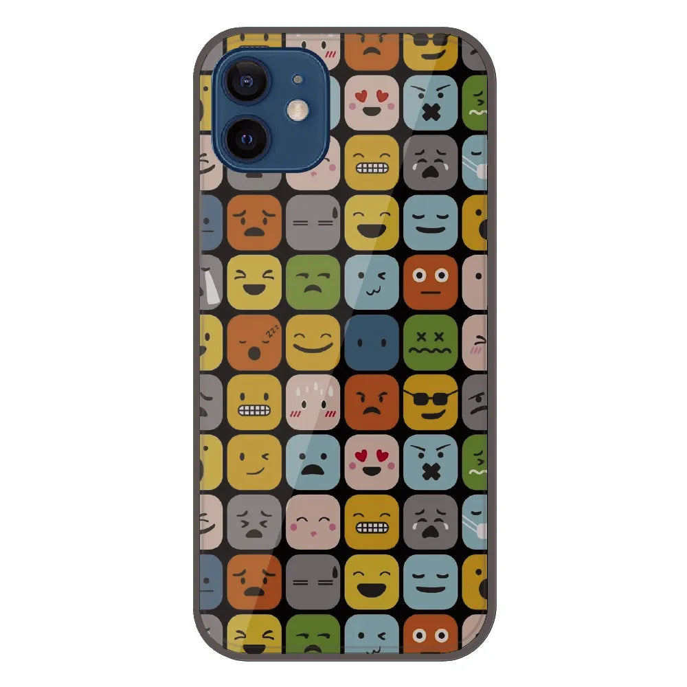 Colorful Expression Pattern - Printed Silicone Case For Apple iPhone 12