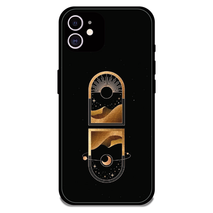 Golden Geometry - Glossy Metal Silicone Case For Apple iPhone 12