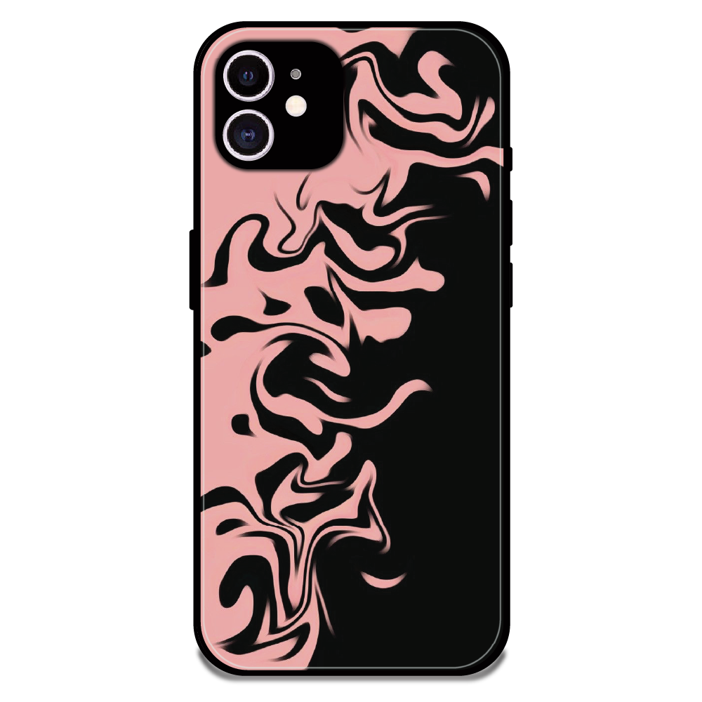 Blush Noir Marble - Glossy Metal Silicone Case For Apple iPhone 12