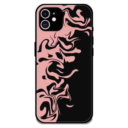 Blush Noir Marble - Glossy Metal Silicone Case For Apple iPhone 12