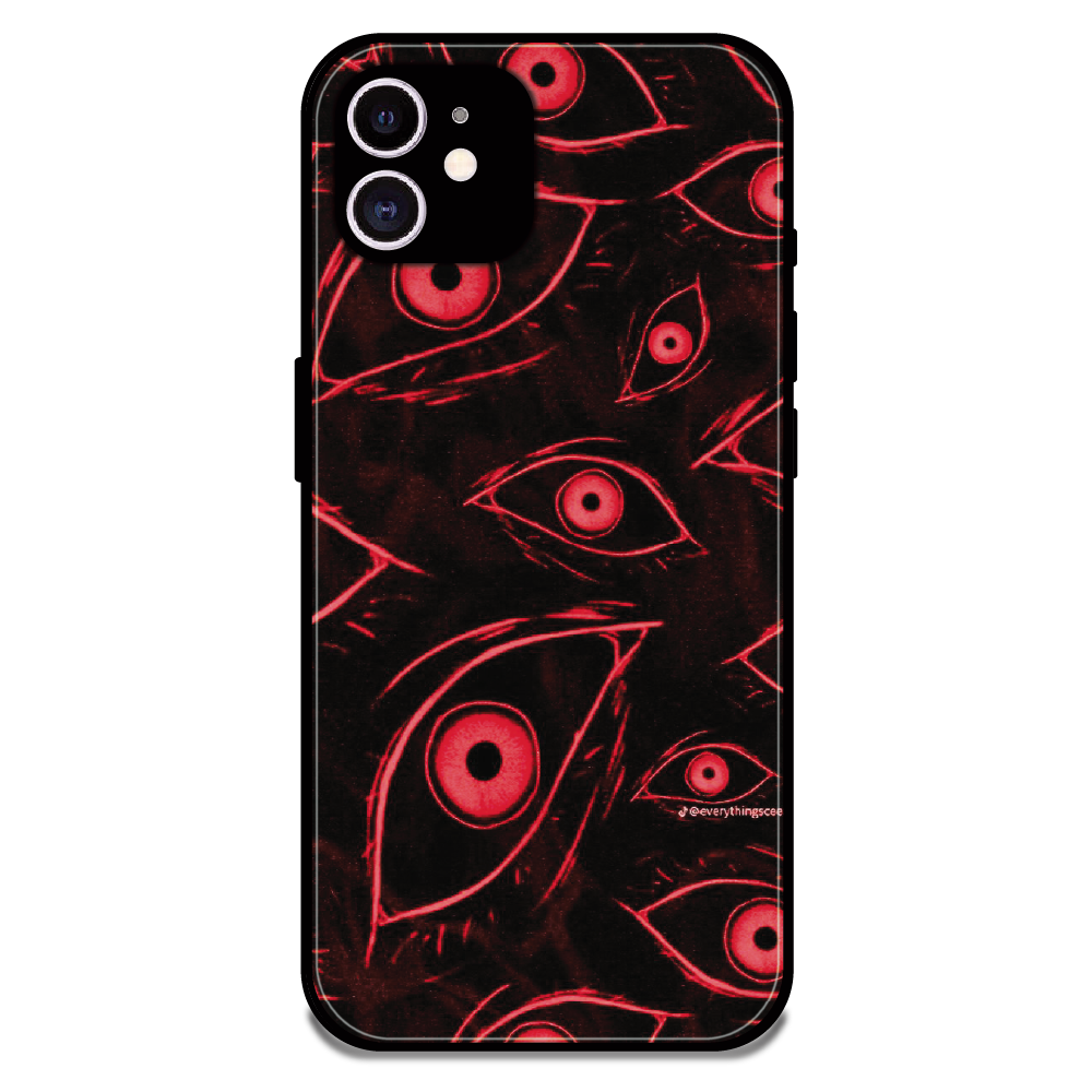 Crimson Eyes Chaos - Glossy Metal Silicone Case For Apple iPhone 12