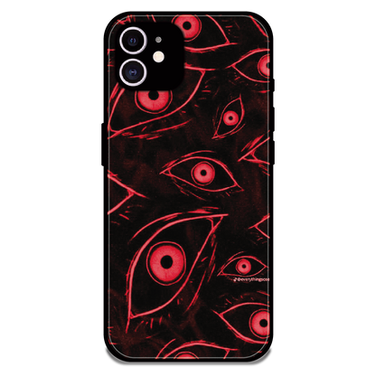 Crimson Eyes Chaos - Glossy Metal Silicone Case For Apple iPhone 12