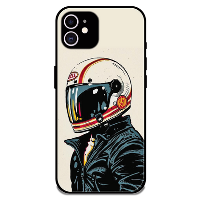 Retro Racer Helmet - Glossy Metal Silicone Case For Apple iPhone 12