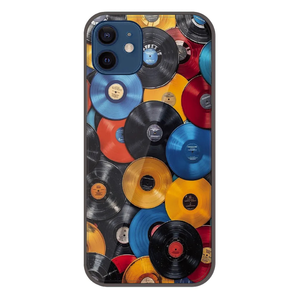 Retro Vinyl Record Pattern - Printed Silicone Case For Apple iPhone 12