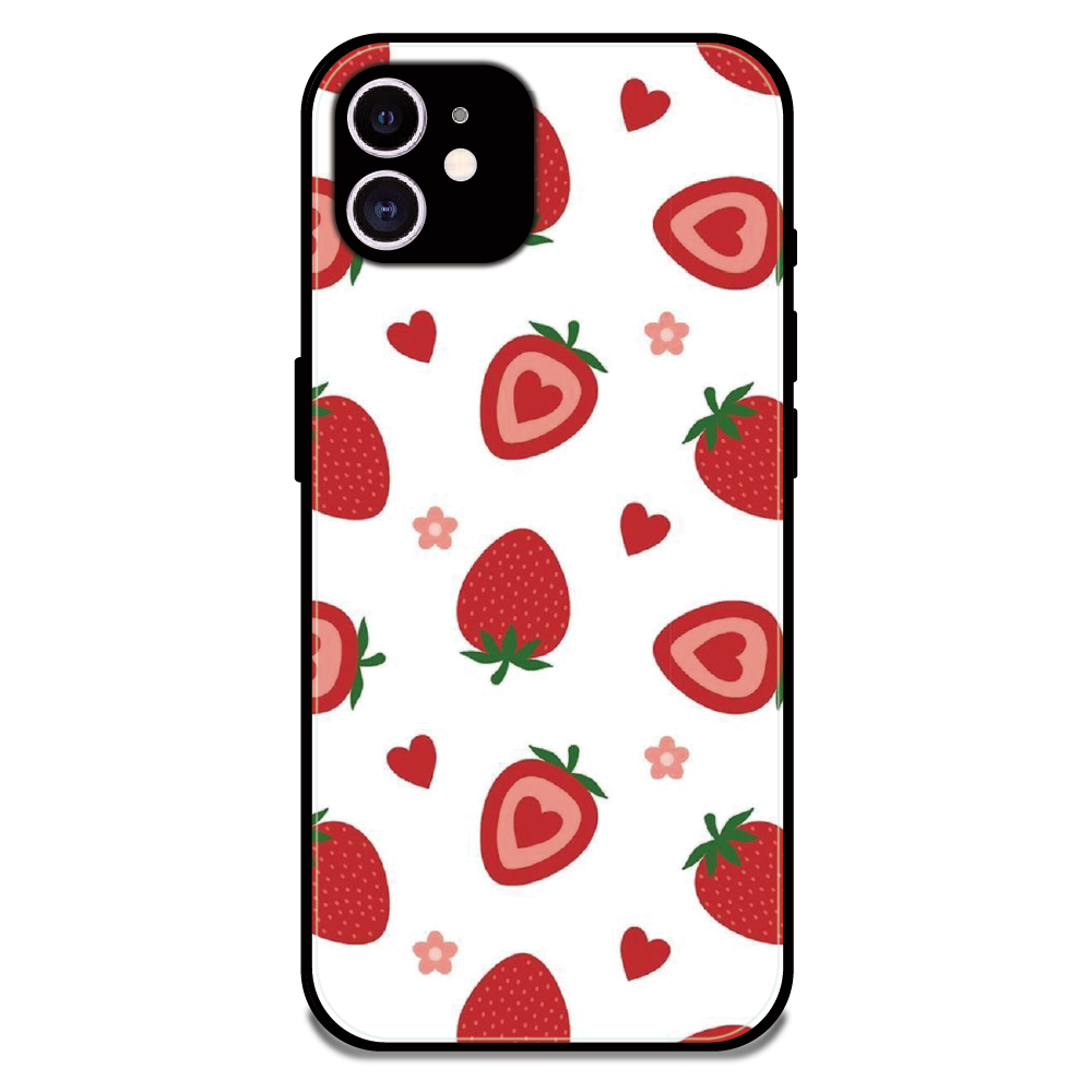 Strawberry - Glossy Metal Silicone Case For Apple iPhone 12