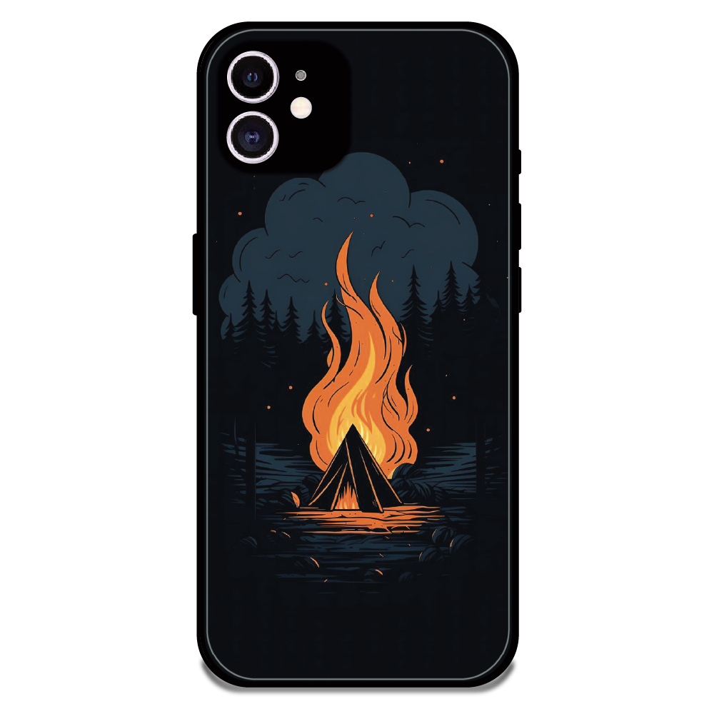 Midnight Campfire Adventure - Glossy Metal Silicone Case For Apple iPhone 12