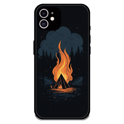Midnight Campfire Adventure - Glossy Metal Silicone Case For Apple iPhone 12
