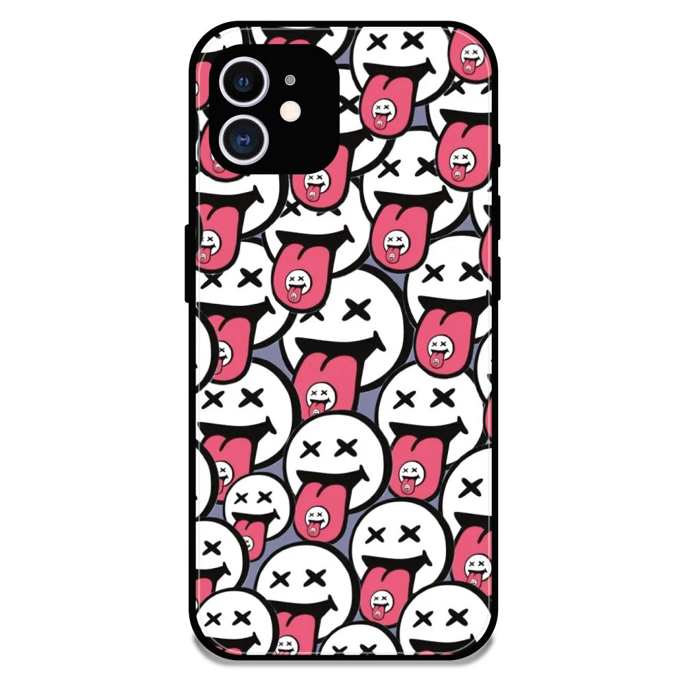Funny Cartoon Faces - Glossy Metal Silicone Case For Apple iPhone 12