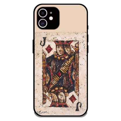 Vintage Playing Card King Art - Glossy Metal Silicone Case For Apple iPhone 12