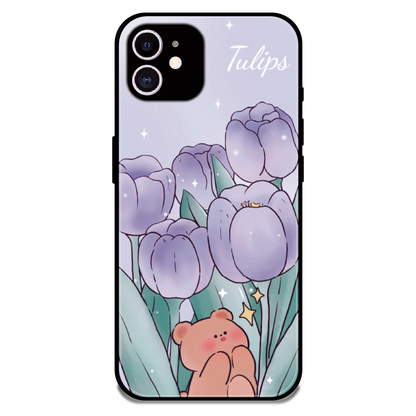 Tulip Bear Dreamscape - Glossy Metal Silicone Case For Apple iPhone 12