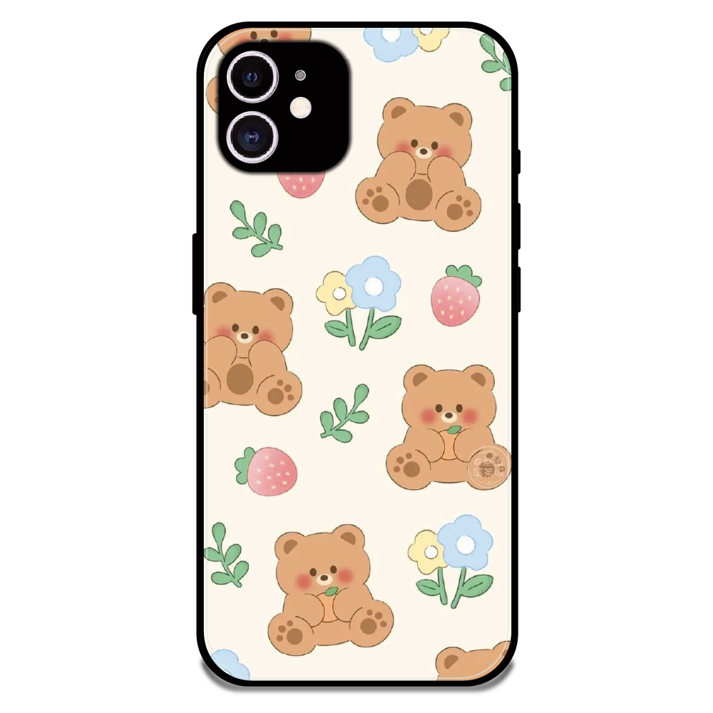 Cute Teddy Garden - Glossy Metal Silicone Case For Apple iPhone 12