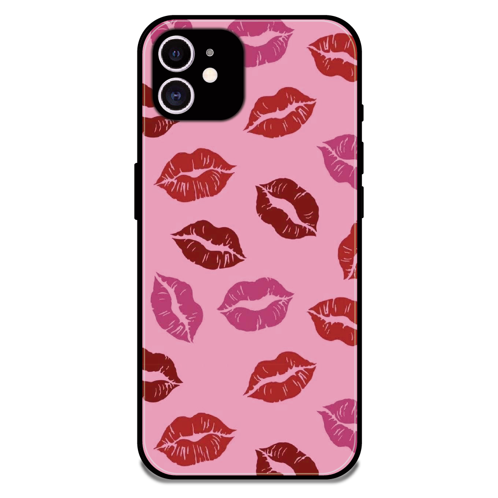 Pink Lips Pop Art Pattern - Glossy Metal Silicone Case For Apple iPhone 12