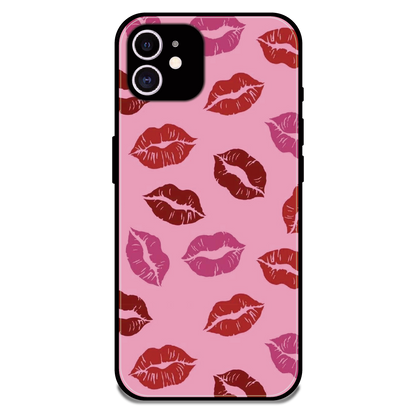 Pink Lips Pop Art Pattern - Glossy Metal Silicone Case For Apple iPhone 12
