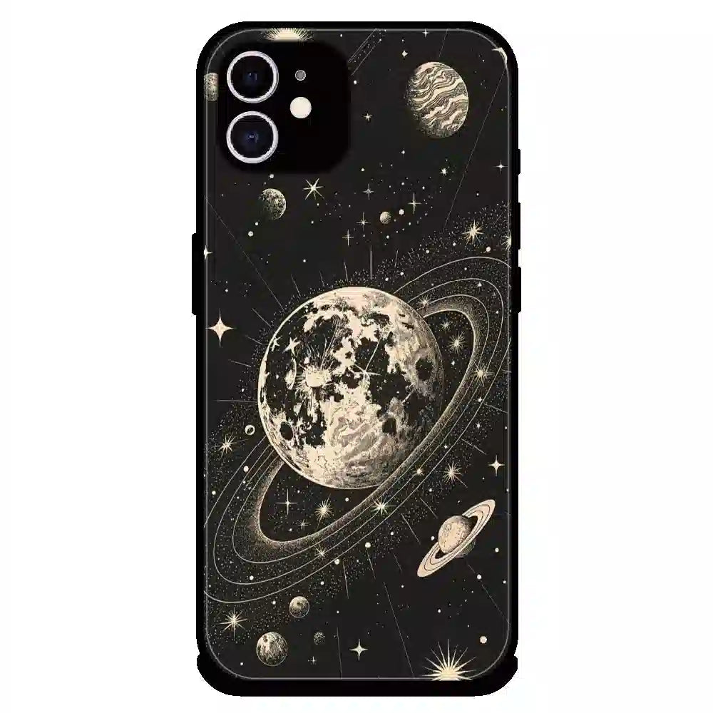 Celestial Planet Orbit - Glossy Metal Silicone Case For Apple iPhone 12