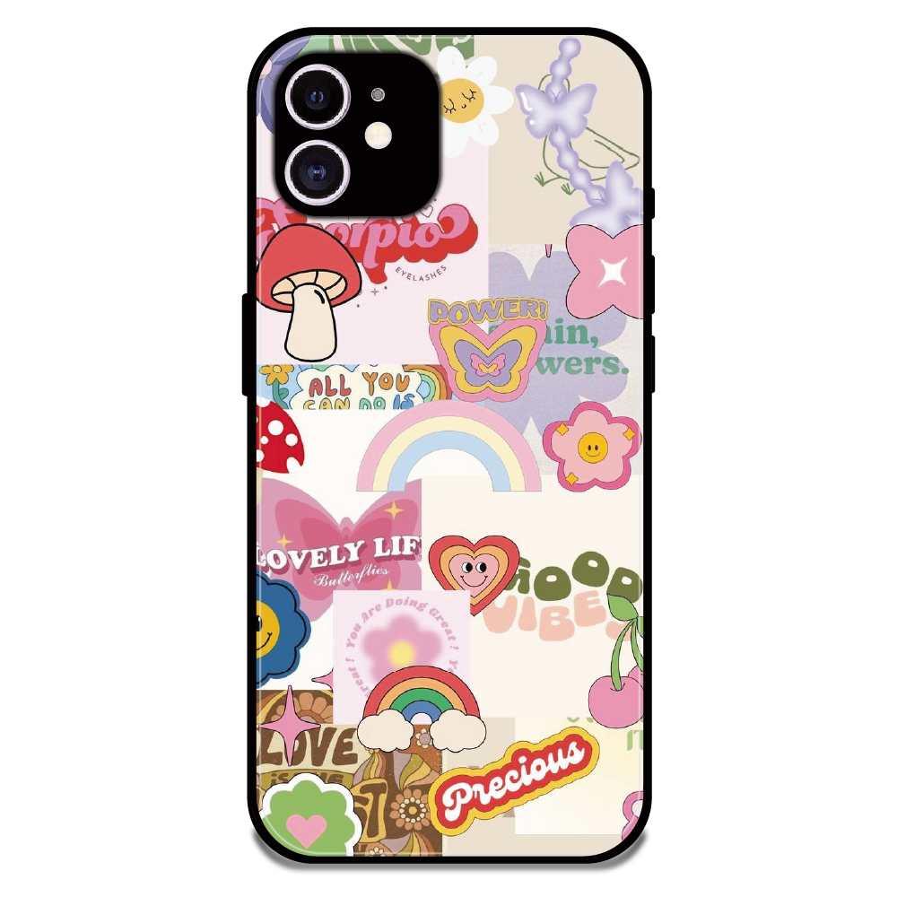 Kawaii Sticker Pop - Glossy Metal Silicone Case For Apple iPhone 12