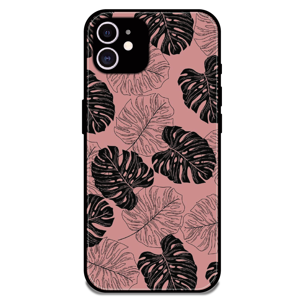 Tropical Monstera Leaf Pattern - Glossy Metal Silicone Case For Apple iPhone 12