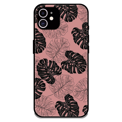 Tropical Monstera Leaf Pattern - Glossy Metal Silicone Case For Apple iPhone 12