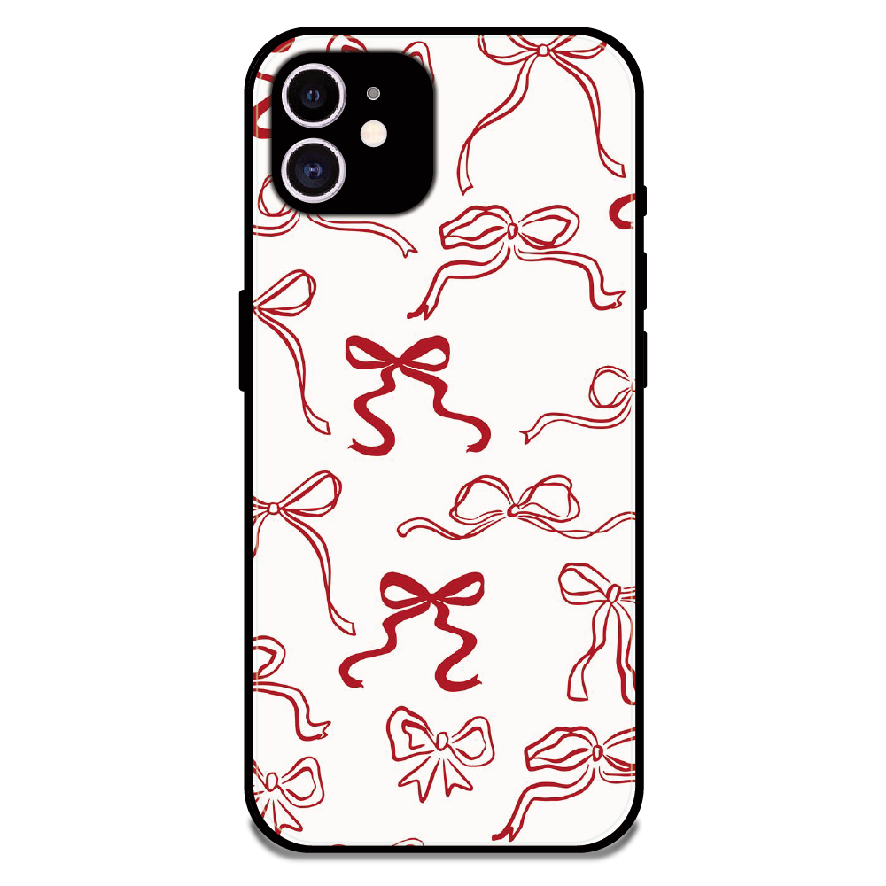 Cherry Bow Minimal - Glossy Metal Silicone Case For Apple iPhone 12