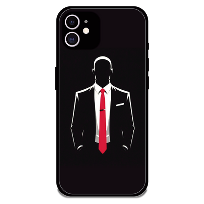 Red Tie Silhouette - Glossy Metal Silicone Case For Apple iPhone 12