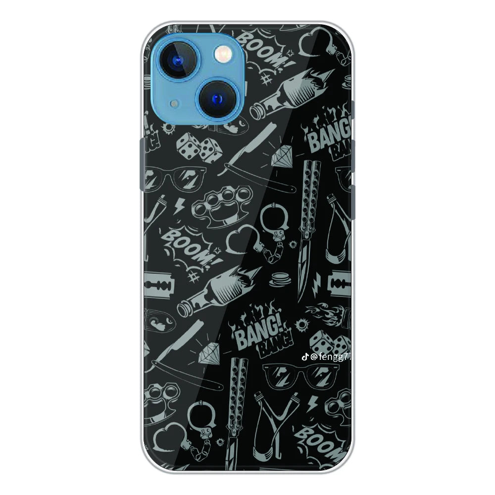 Black Graphic Street Art - Printed Silicone Case For Apple iPhone 13