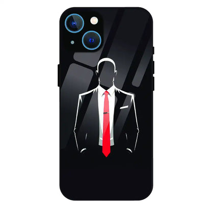 Red Tie Silhouette - Glass Case For Apple iPhone 13