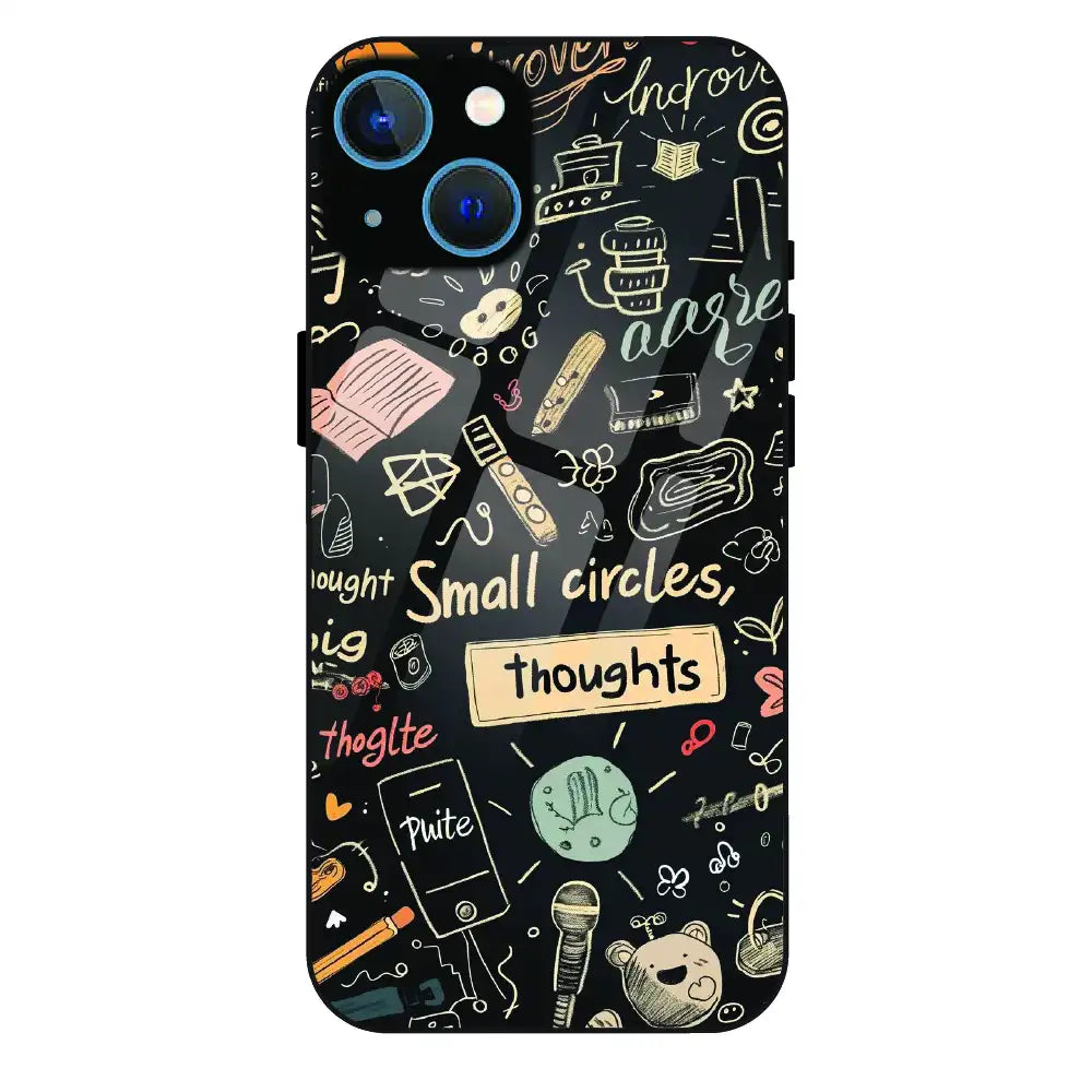 Thought Doodle Noir - Glass Case For Apple iPhone 13