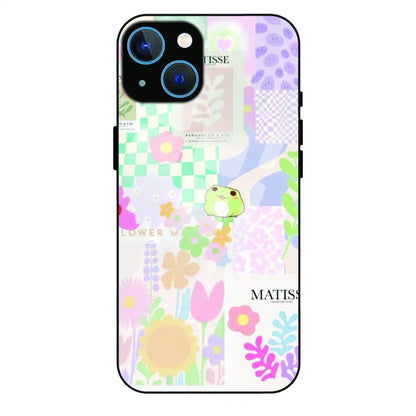 Cute Pastel Floral Collage Art - Glass Case For Apple iPhone 13