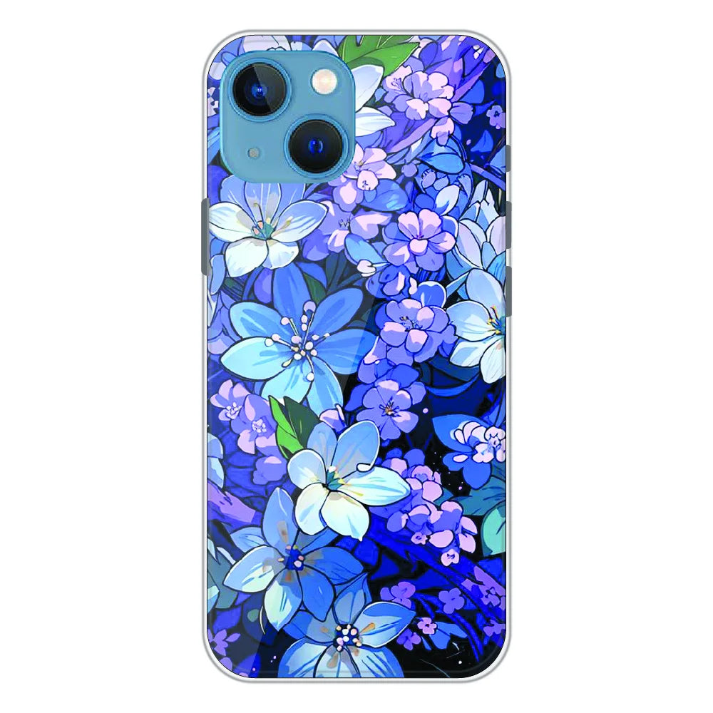 Midnight Blue Floral Garden - Printed Silicone Case For Apple iPhone 13