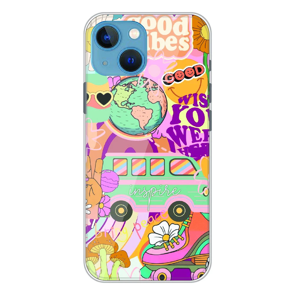 Good Vibes Retro Travel Art - Printed Silicone Case For Apple iPhone 13