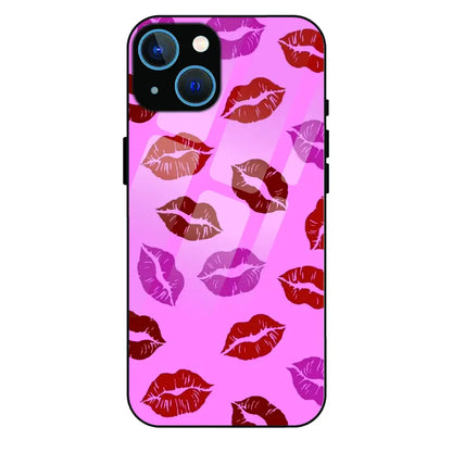 Pink Lips Pop Art Pattern - Glass Case For Apple iPhone 13