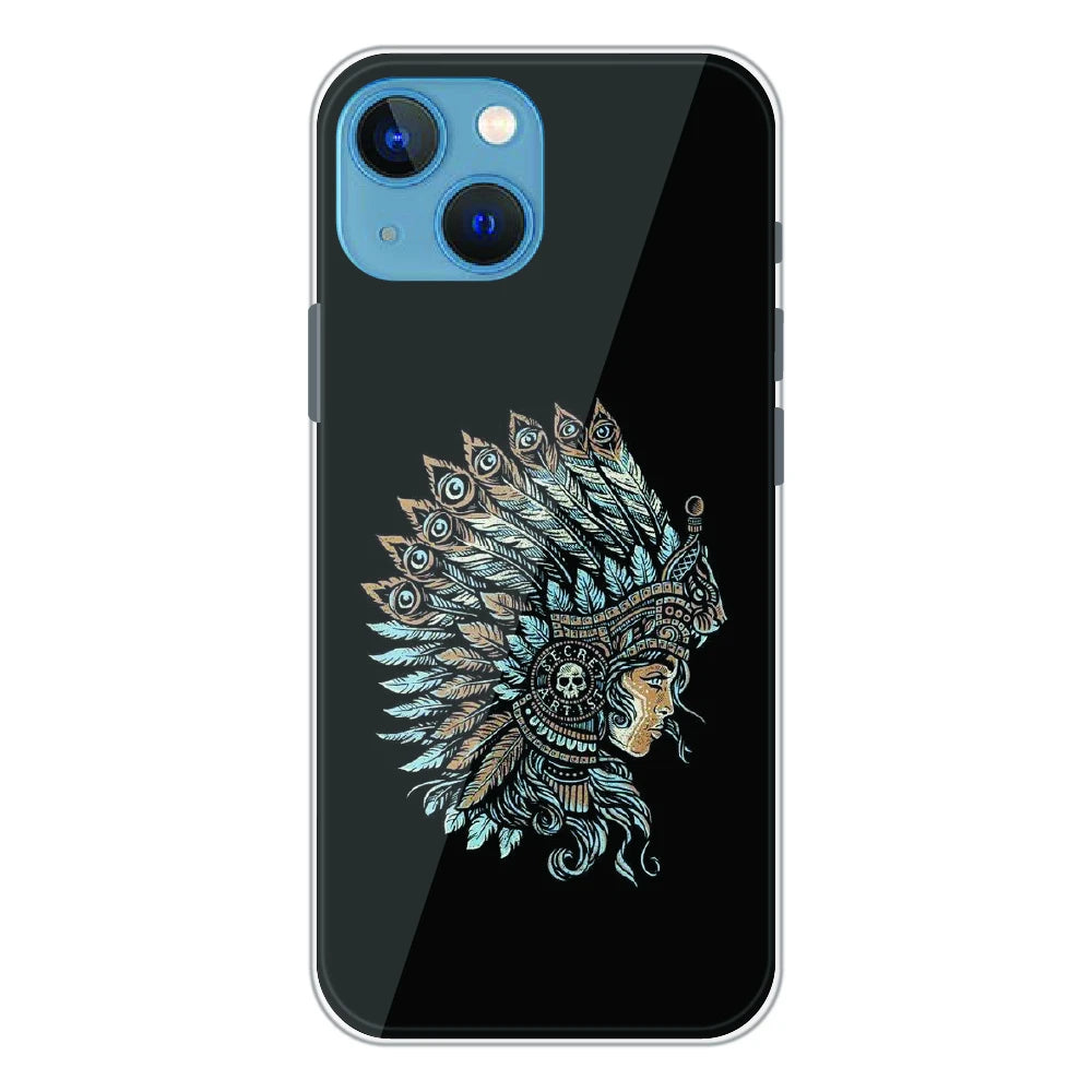 Tribal Warrior Feather Headdress - Printed Silicone Case For Apple iPhone 13