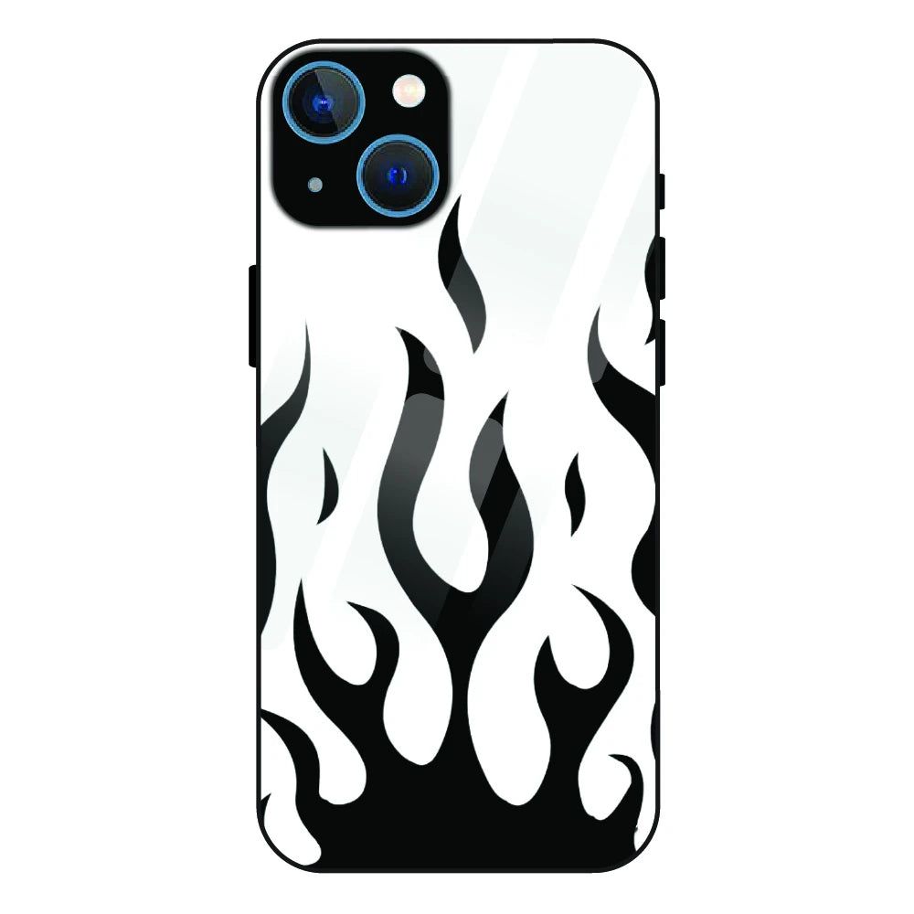 Monochrome Flame Art - Glass Case For Apple iPhone 13
