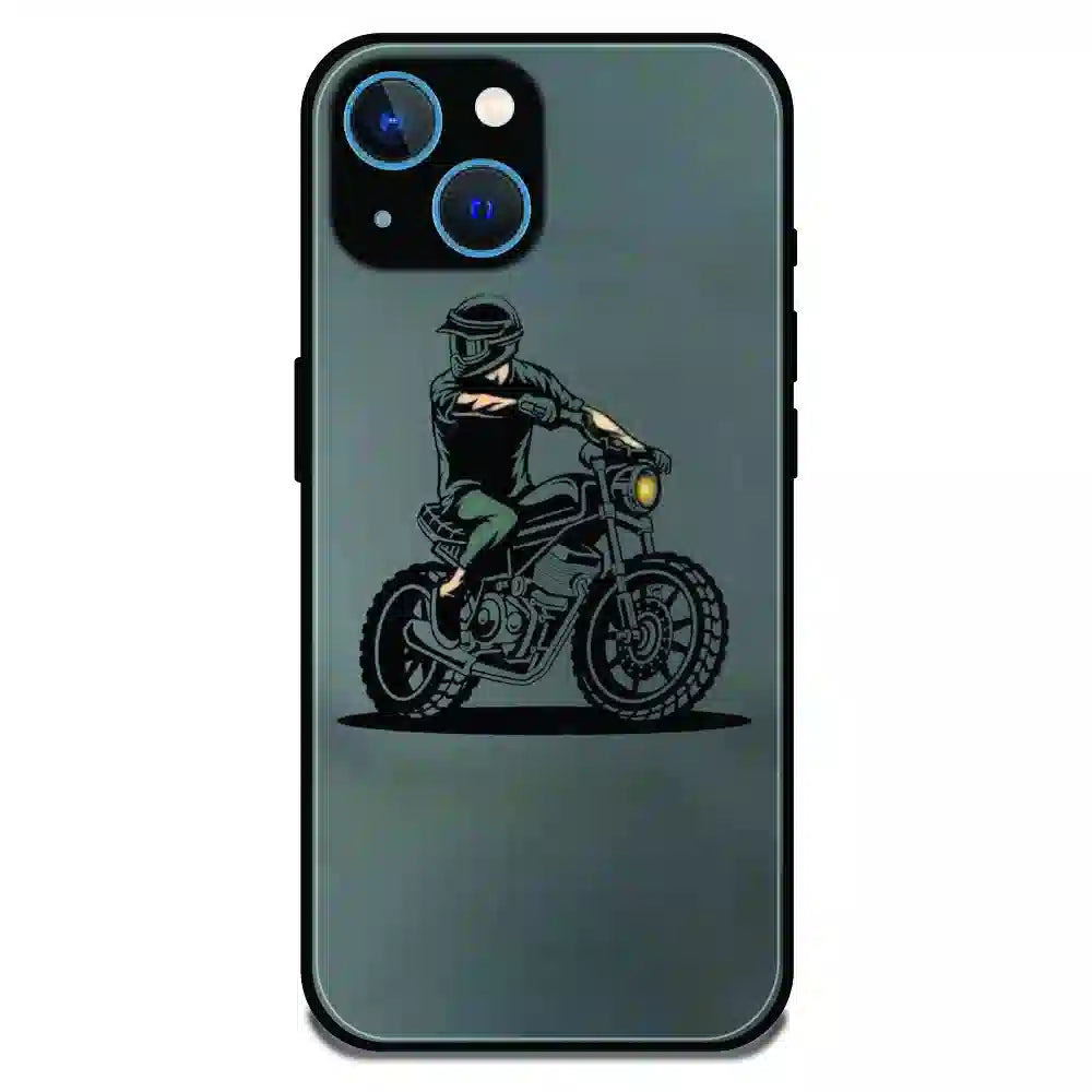 Vintage Biker Rider Art - Glossy Metal Silicone Case For Apple iPhone 13
