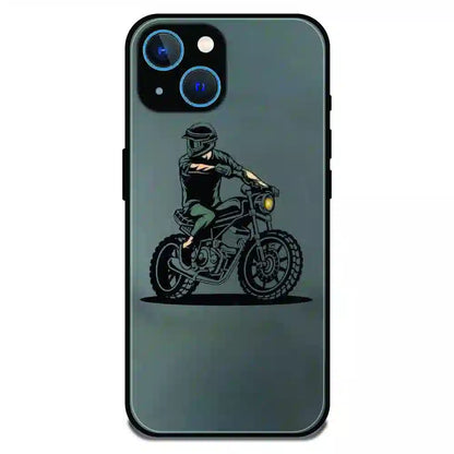 Vintage Biker Rider Art - Glossy Metal Silicone Case For Apple iPhone 13