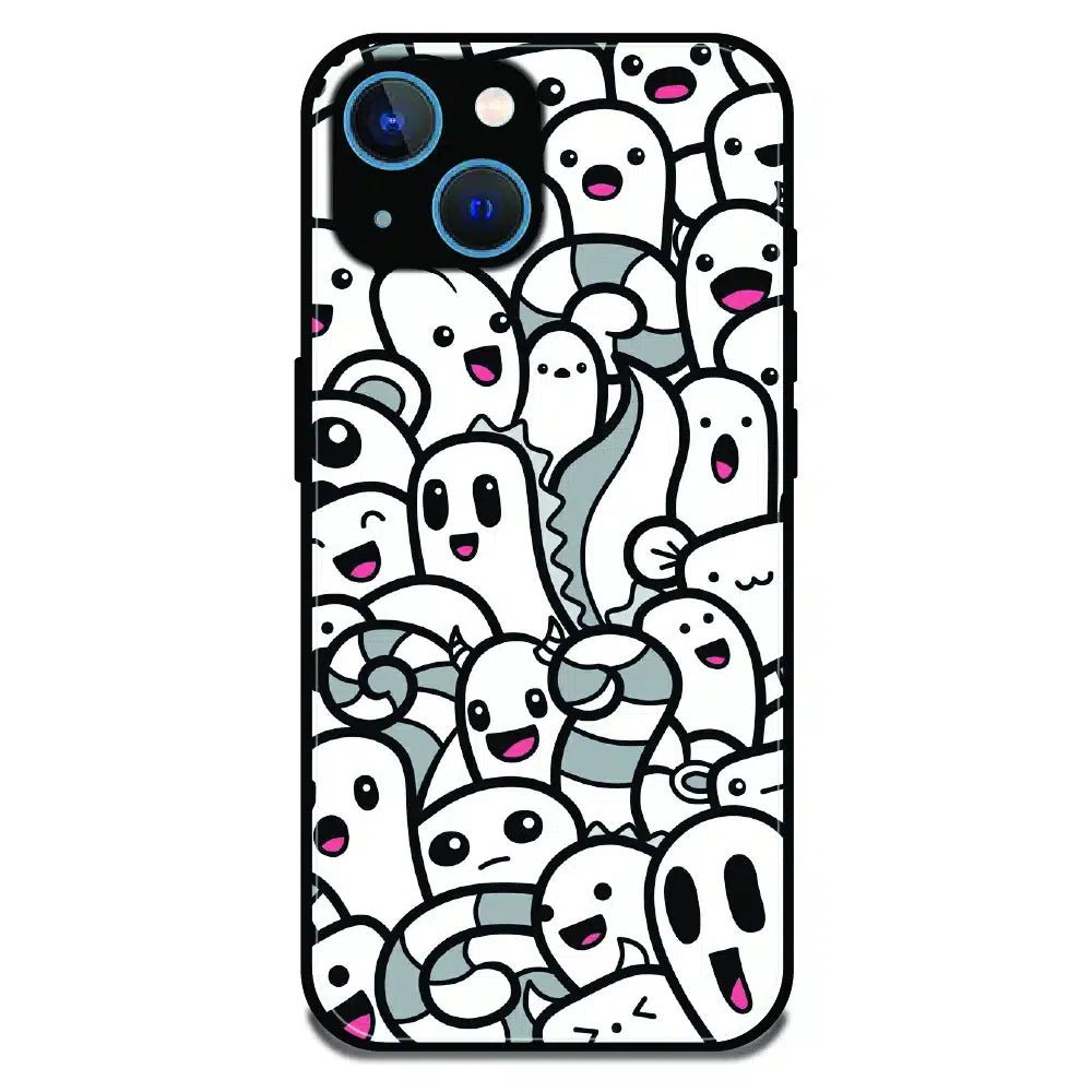 Cute Ghost Crowd - Glossy Metal Silicone Case For Apple iPhone 13