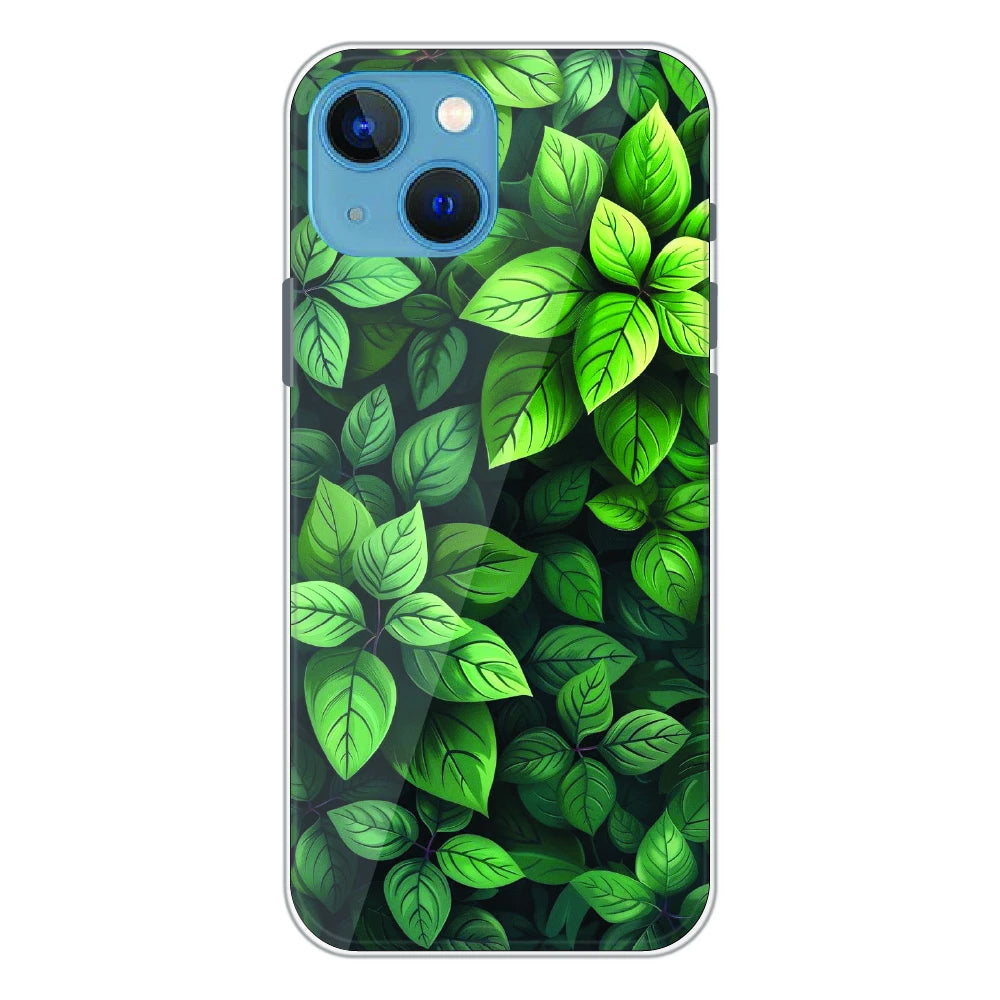 Lush Green Leaf Pattern - Printed Silicone Case For Apple iPhone 13