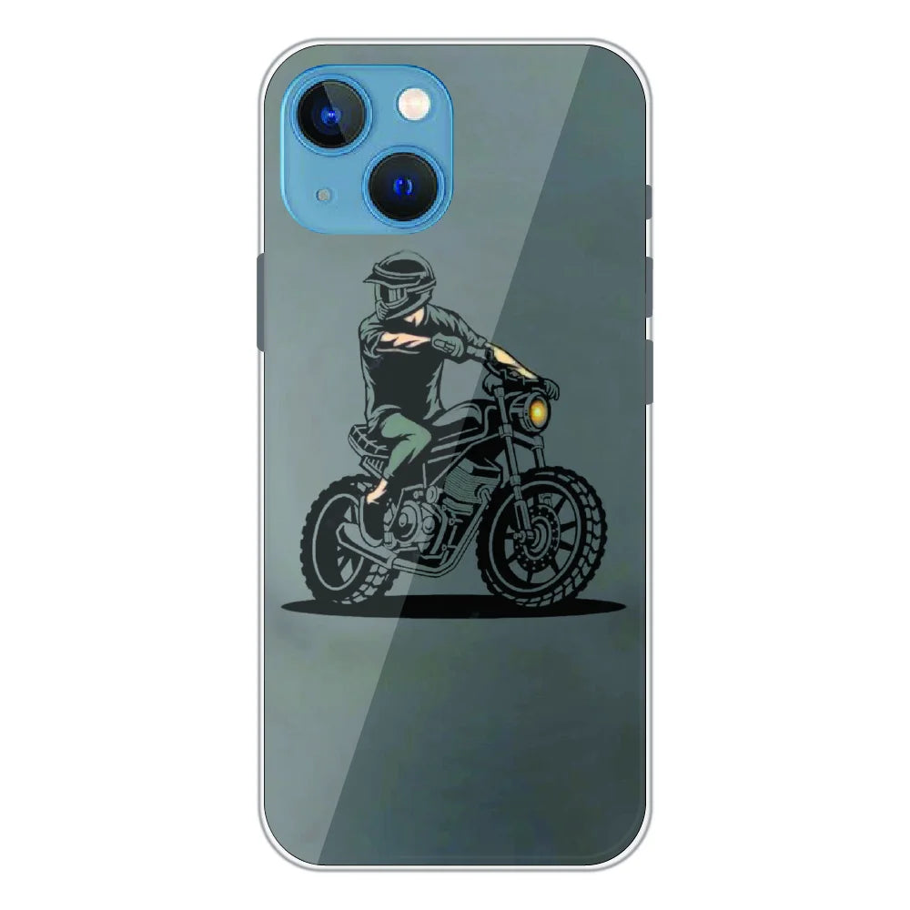 Vintage Biker Rider Art - Printed Silicone Case For Apple iPhone 13