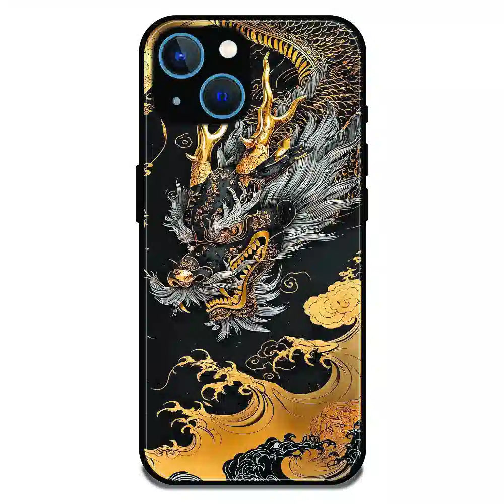 Golden Dragon Japanese Art - Glossy Metal Silicone Case For Apple 13