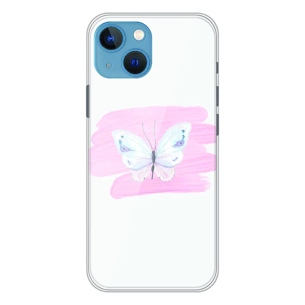 Minimal Butterfly Blush Art - Printed Silicone Case For Apple iPhone 13