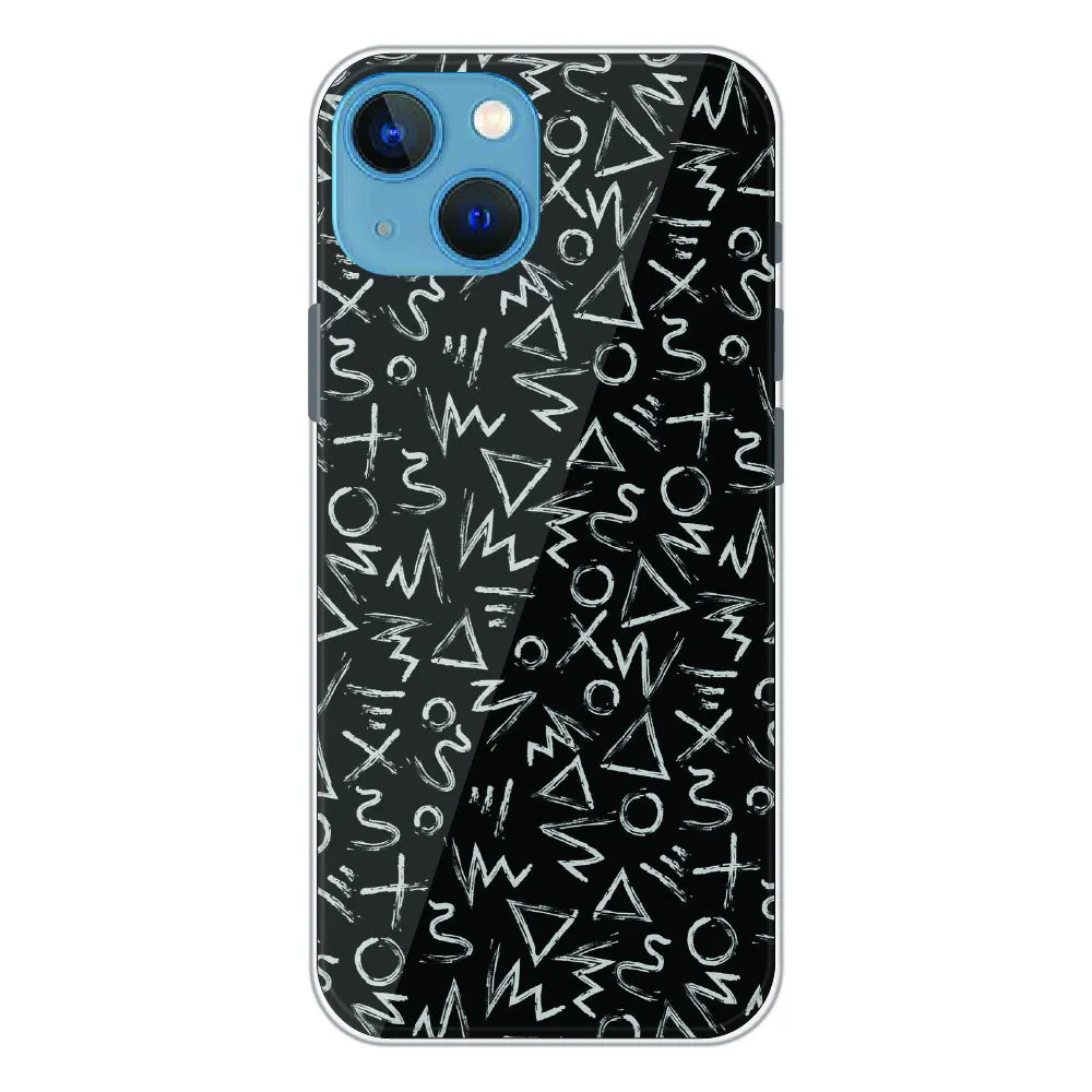 Geometric Black & White Pattern - Printed Silicone Case For Apple iPhone 13