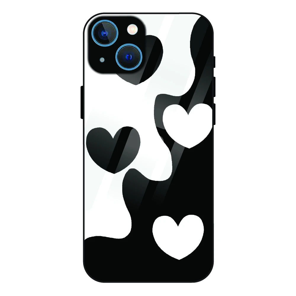 Monochrome Heart Flow - Glass Case For Apple iPhone 13