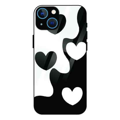 Monochrome Heart Flow - Glass Case For Apple iPhone 13