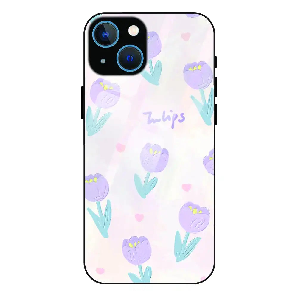 Pastel Tulip Floral - Glass Case For Apple iPhone 13 Mini