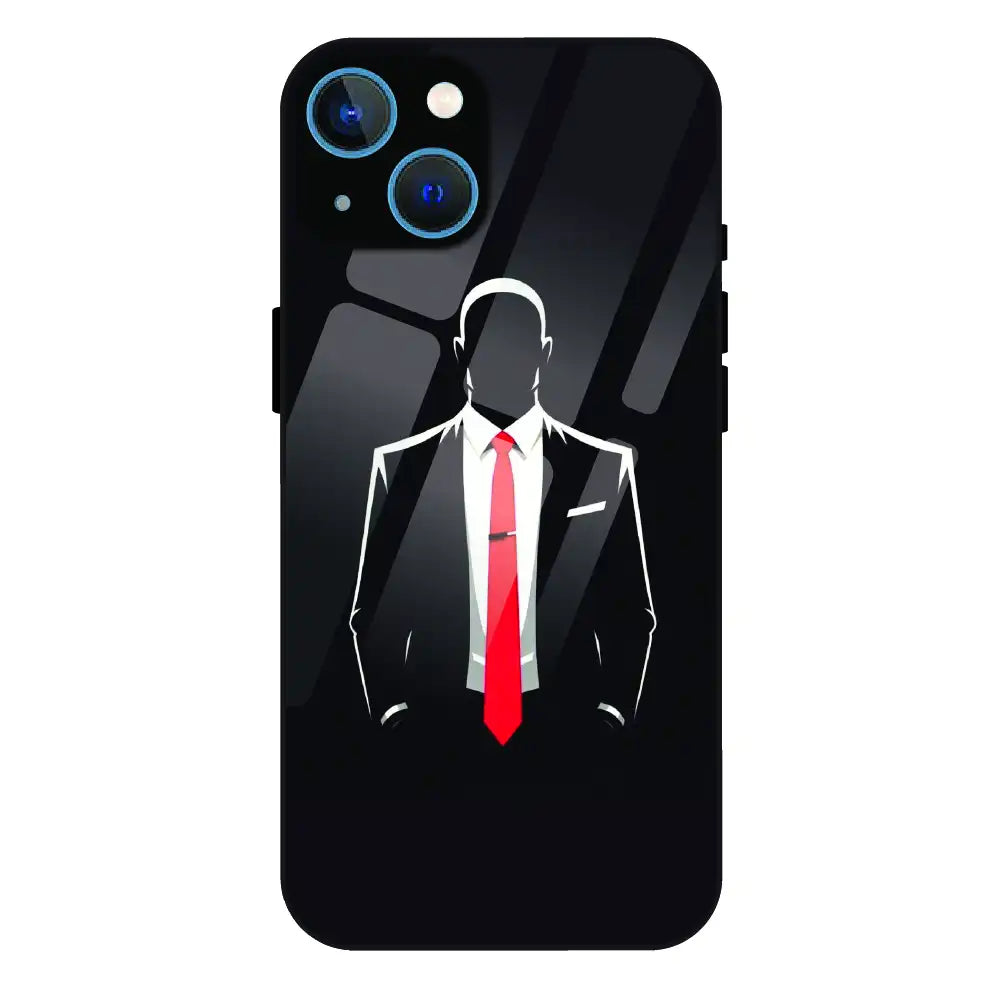 Red Tie Silhouette - Glass Case For Apple iPhone 13 Mini