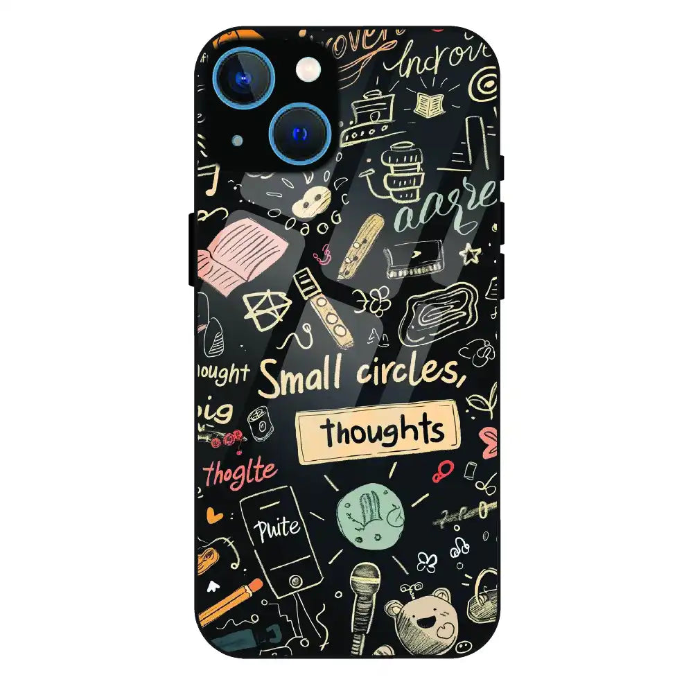 Thought Doodle Noir - Glass Case For Apple iPhone 13 Mini
