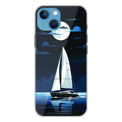 Moonlight Sailboat - Printed Silicone Case For Apple iPhone 13 Mini