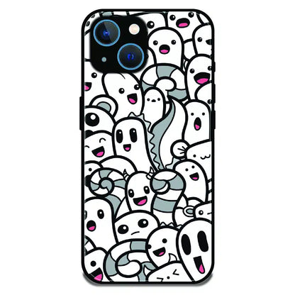 Cute Ghost Crowd - Glossy Metal Silicone Case For Apple iPhone 13 Mini
