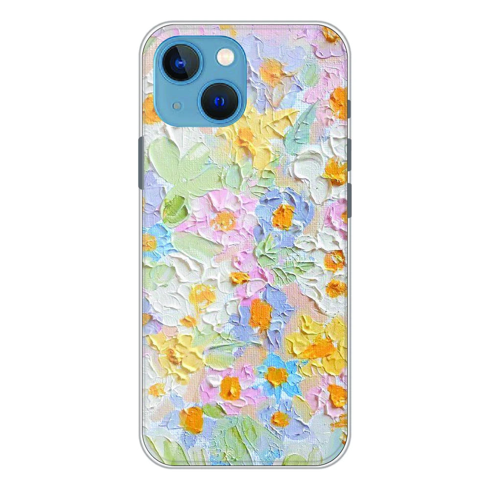 Pastel Floral Oil Paint - Printed Silicone Case For Apple iPhone 13 Mini